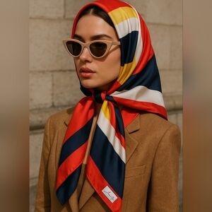 Jean Daix Pink And Brown Plaid Silk Scarf Hand Rolled Seams